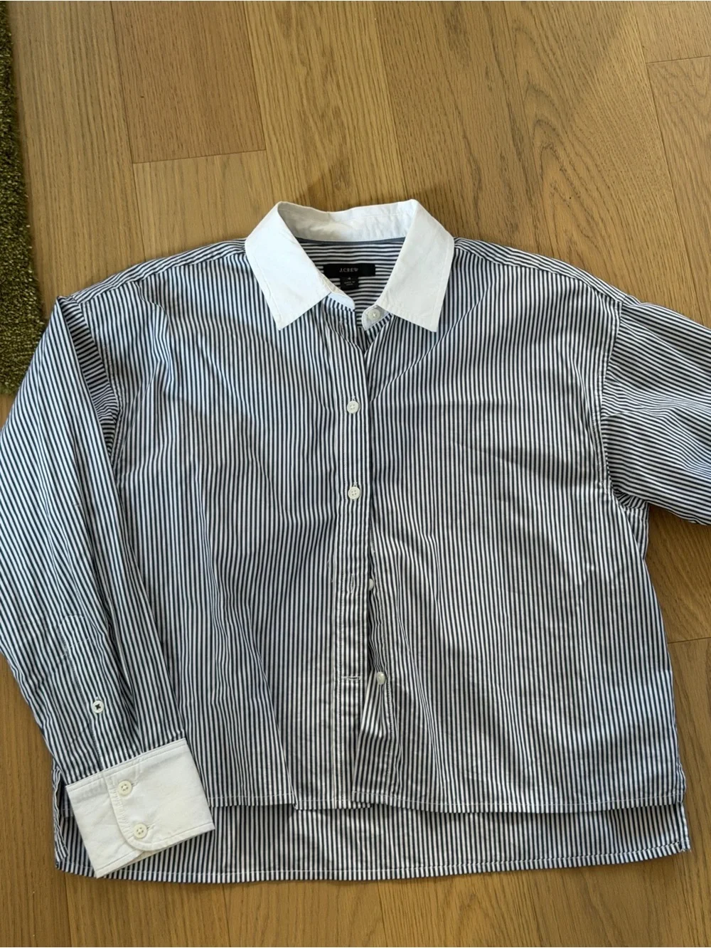 J. Crew Women's navy blue/white Striped Button-Down Shirt
